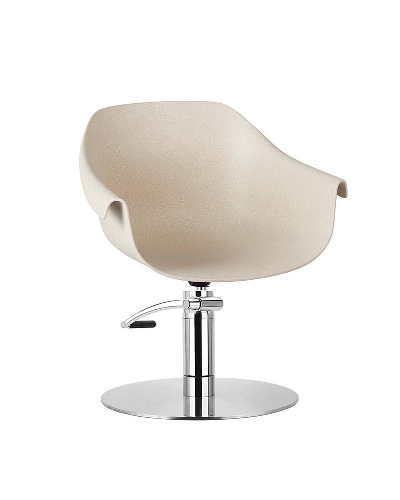 Eco - Silla de peluquería beige - Base redonda cromada